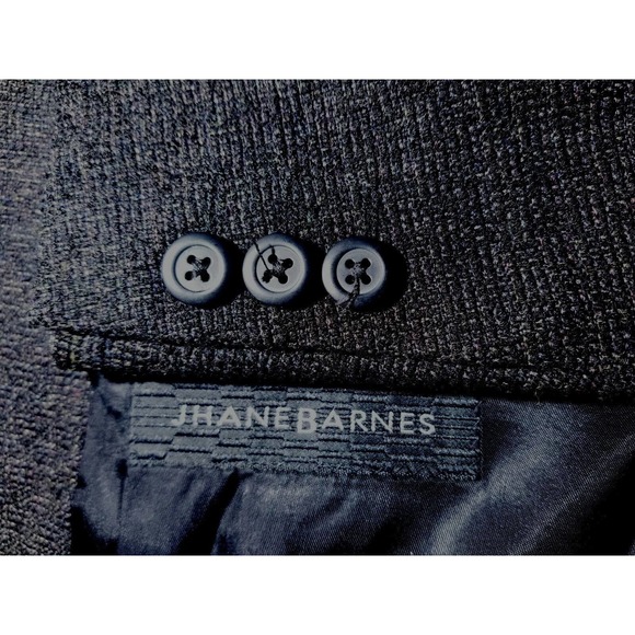 Vtg 40S Jhane Barnes Knit Tweed Blazer Jacket Sport Coat Black Colorful Fractal